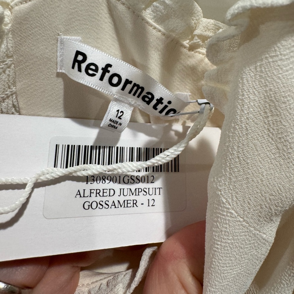 Reformation Ivory Wide-Leg Jumpsuit 🤍 | Sweetheart Neckline – Size 12 - Picture 6 of 16